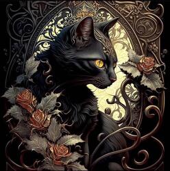 NORIMPEX - Puzzle Tablou Diamant: Pisică gotică 30x40cm - 1 - 39 piese