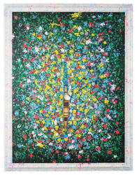 Bizzotto Tablou decorativ cu rama abstract pictat manual canvas Spotty 168x5x138h (0245273)