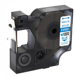 Utángyártott DYMO D1 45801 19mm x 7m átlátszó-kék S0720810 (45801FU) - smartbyte