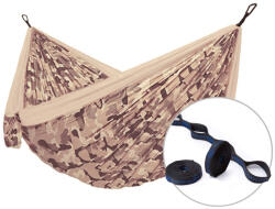 Hamaka Camping double + Slap Strap hintaágy világos barna
