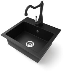 NERO Gránit Mosogató NERO Uno + Rusztikus Csaptelep Matt Fekete