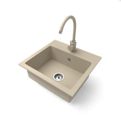 NERO Gránit Mosogató NERO Uno + Magasított Csaptelep Bézs