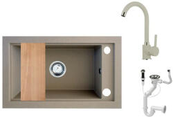 NERO Panama P686-427B Gránit Mosogató + Csap + Deszka + Dugóemelő Bézs