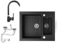 NERO Gránit Mosogató Nero Arriva + Magasított Csaptelep Fekete