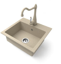 NERO Gránit Mosogató NERO Uno + Rusztikus Csaptelep Bézs