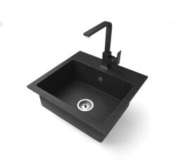 NERO Gránit Mosogató NERO Uno + Design Csaptelep Fekete