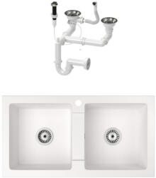 NERO Gránit Mosogató NERO Lybra + Dugóemelő Fehér NLY820436W01