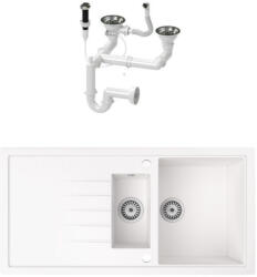 NERO Gránit Mosogató - Nero Solarys + Dugóemelő Fehér