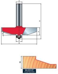  99- Maró deszkákhoz, egyenes profil, CMS bevonattal, Z=2, szárral és alsó másolócsapággyal, DIM 76.2 - 99-22312P