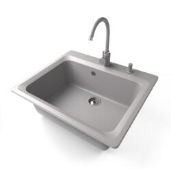 NERO Gránit Mosogató NERO Italia + Magasított Csaptelep + Adagoló Szürke