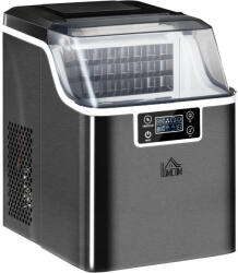 Homcom Jégkészítő Gép 20 kg Jég 24 Óra Alatt, 24 Jégkocka 14-18 Perc Alatt és Öntisztító Rendszer, Fekete