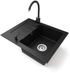 NERO Gránit Mosogatótálca NERO Monza + Magasított Csaptelep + Adagoló Matt Fekete