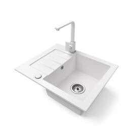 NERO Gránit Mosogatótálca NERO Monza + Design Csaptelep Fehér