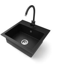 NERO Gránit Mosogató NERO Uno + Magasított Csaptelep Matt Fekete