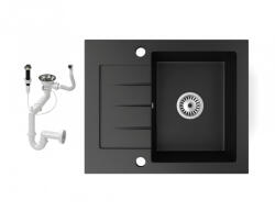 NERO Gránit Mosogatótálca NERO Monza + Dugókiemelő (matt fekete)