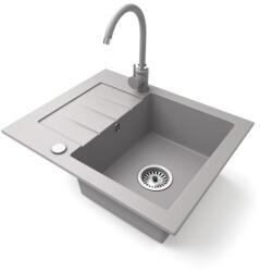 NERO Gránit Mosogatótálca NERO Monza + Magasított Csaptelep + Dugókiemelő Szürke