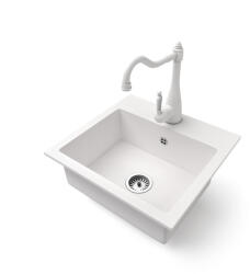 NERO Gránit Mosogató NERO Uno + Rusztikus Csaptelep Fehér