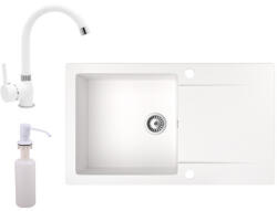 NERO Gránit Mosogató NERO Gold + Magasított Csaptelep + Adagoló Fehér
