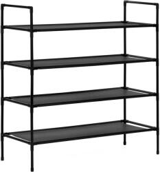 Brius Raft pantofi 4 polite structura metalica rafturi textile, 72x28x75 cm, design compact, negru (HA-7549) Pantofar