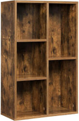 Brius Biblioteca, raft cu 5 unitati de depozitare, pentru living, din lemn, 50x24x80cm, maro rustic (EZ-LBC025X01) Raft