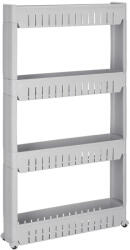 Brius Sistem rafturi de depozitare cu roti pentru bucatarie sau baie cu 4 polite, 102x54x13 cm, gri (HA-1020)