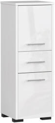 Brius Dulap de baie tip baza, cu 2 usi si sertar, PAL 16 mm, 30x30x85 cm, alb lucios (AK-38161658)