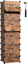 Brius Etajera pantofi 43x31x173 cm, 10 compartimente modulare, usa frontala, maro rustic (EZ-LPC010A01) Pantofar