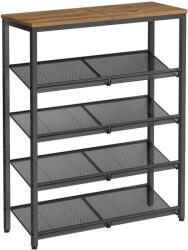 Brius Raft de pantofi, 5 nivele reglabile din plasa, pentru 12-16 perechi, 75x28x93 cm, maro rustic (EZ-LBS038K01) Pantofar