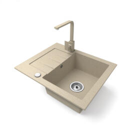 NERO Gránit Mosogatótálca NERO Monza + Design Csaptelep Bézs