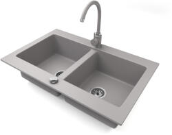 NERO Gránit Mosogatótálca NERO Verso + Magasított Csaptelep + Dugókiemelő (szürke)