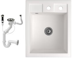 NERO Gránit Mosogató NERO Parma + Szifon Dugókiemelővel Fehér