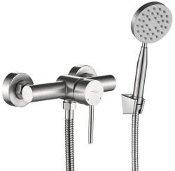 Laveo NOIA fali zuhanycsap zuhanyszettel, szálcsiszolt inox (BNK_241D)
