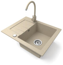 NERO Gránit Mosogatótálca NERO Monza + Magasított Csaptelep + Dugókiemelő Bézs