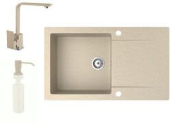 NERO Gránit Mosogató NERO Gold + Design Csaptelep + Adagoló Bézs