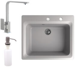 NERO Gránit Mosogató NERO Italia + Design Csaptelep + Adagoló Szürke