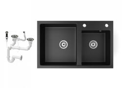 NERO Gránit Mosogató NERO Palazzo + Dugókiemelő Matt Fekete NP800500CM01