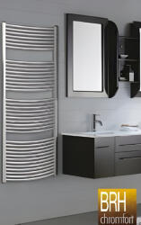 BRH Chromfort 600x1250 mm-es (600x1200) fürdőszobai törölközőszárítós radiátor / törölközőszárító, 60x125 cm-es, íves kivitel, króm színű / krómozott, kötéstávolság: 550 mm, BRH-55 / BRH 55