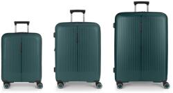Gabol BROOKLYN sötétzöld színű, négykerekű bővíthető három részes bőröndszett GA-1239SZ-SÖTÉTZÖLD