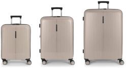 Gabol BROOKLYN bézs színű, négykerekű bővíthető három részes bőröndszett GA-1239SZ-BÉZS