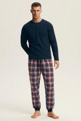 Henderson Noir férfi pizsama, kék, pamut és flanel, XL