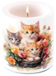 Ambiente Cicás átvilágítós gyertya 10x10cm Kittens in basket