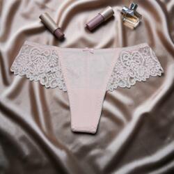 Lemila Női elegáns csipkés pamut tanga Púder, M 113115