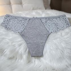Lemila Női elegáns csipkés pamut tanga Világos szürke, S 113068