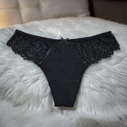 Lemila Női elegáns csipkés pamut tanga Fekete, M 113071