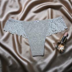 Lemila Női elegáns csipkés pamut tanga Világos szürke, L 113122
