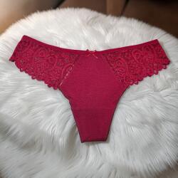 Lemila Női elegáns csipkés pamut tanga Piros, XL 113084