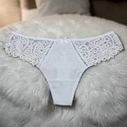 Lemila Női elegáns csipkés pamut tanga Fehér, XL 113082