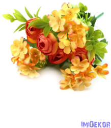  Boglárka + kis virágos selyem csokor 30cm 272 - Narancs