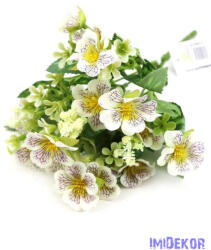  Kisfejű árvácska csokor 28cm - Törtfehér