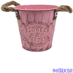  Kötél füles bádog vödör rátétes - Rózsaszín